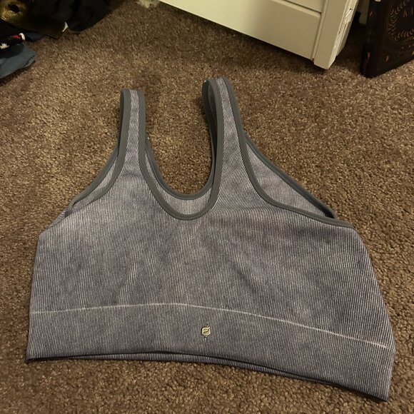 FABLETICS Christa Asymmetric Low-Impact Ribbed Sports Bra - Raincloud - Medium - Picture 3 of 4